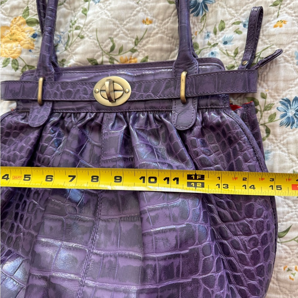 Michael Rome  Designs Croco Embossed Leather Purple Purse - Picture 5 of 15